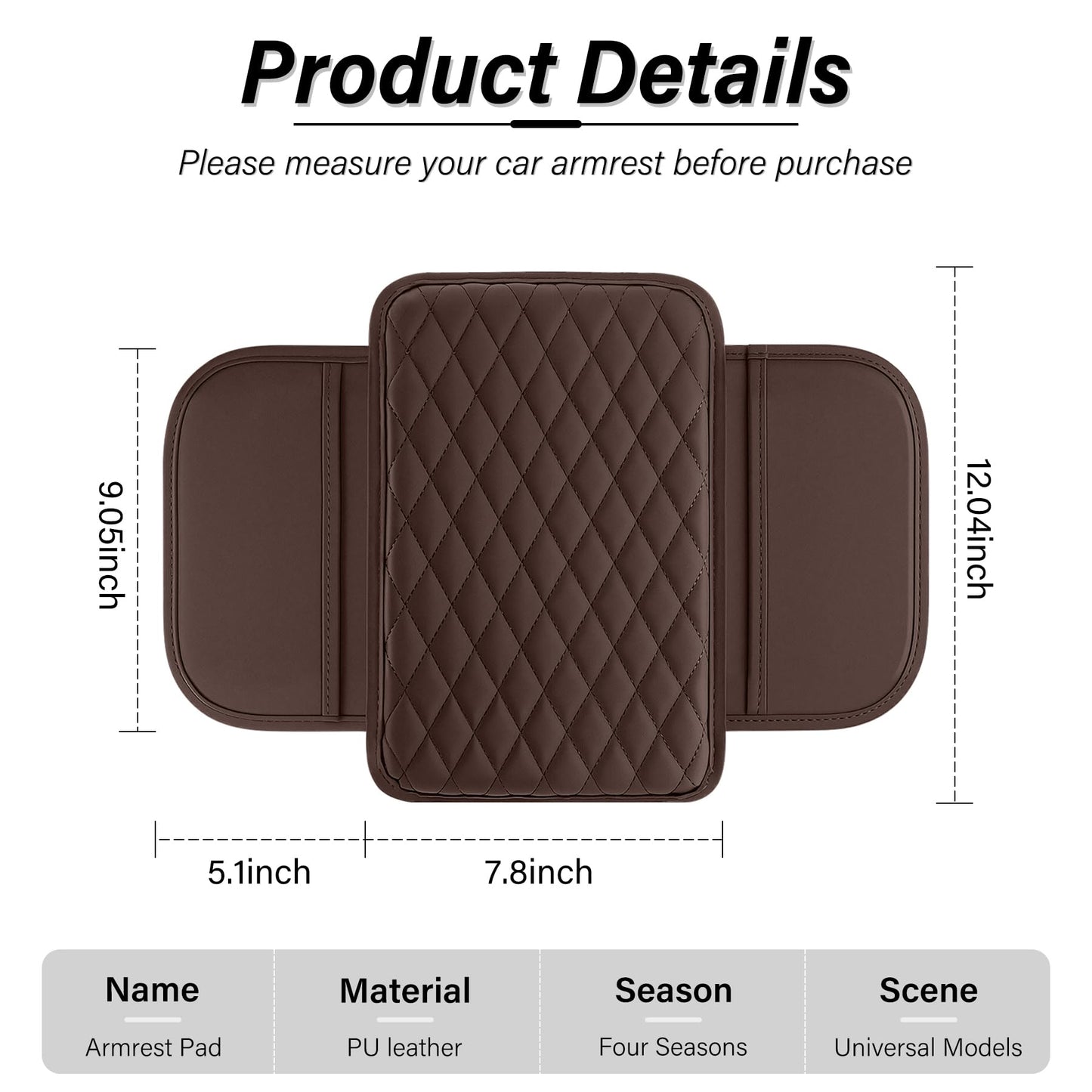 Amiss Car Center Console Cover, Upgraded Leather Car Armrest Cushion with 2 Storage Pockets, Universal Waterproof Cushion Pad, Non-Slip Car Interior Accessories, Fits Most Sedans SUVs Trucks (Black)