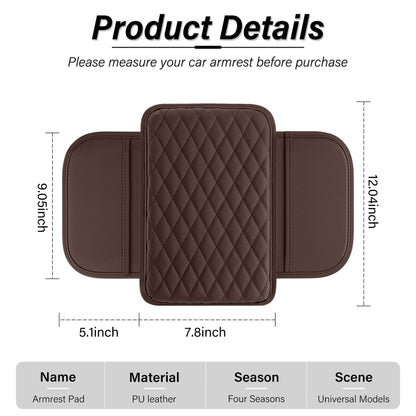 Amiss Car Center Console Cover, Upgraded Leather Car Armrest Cushion with 2 Storage Pockets, Universal Waterproof Cushion Pad, Non-Slip Car Interior Accessories, Fits Most Sedans SUVs Trucks (Black)