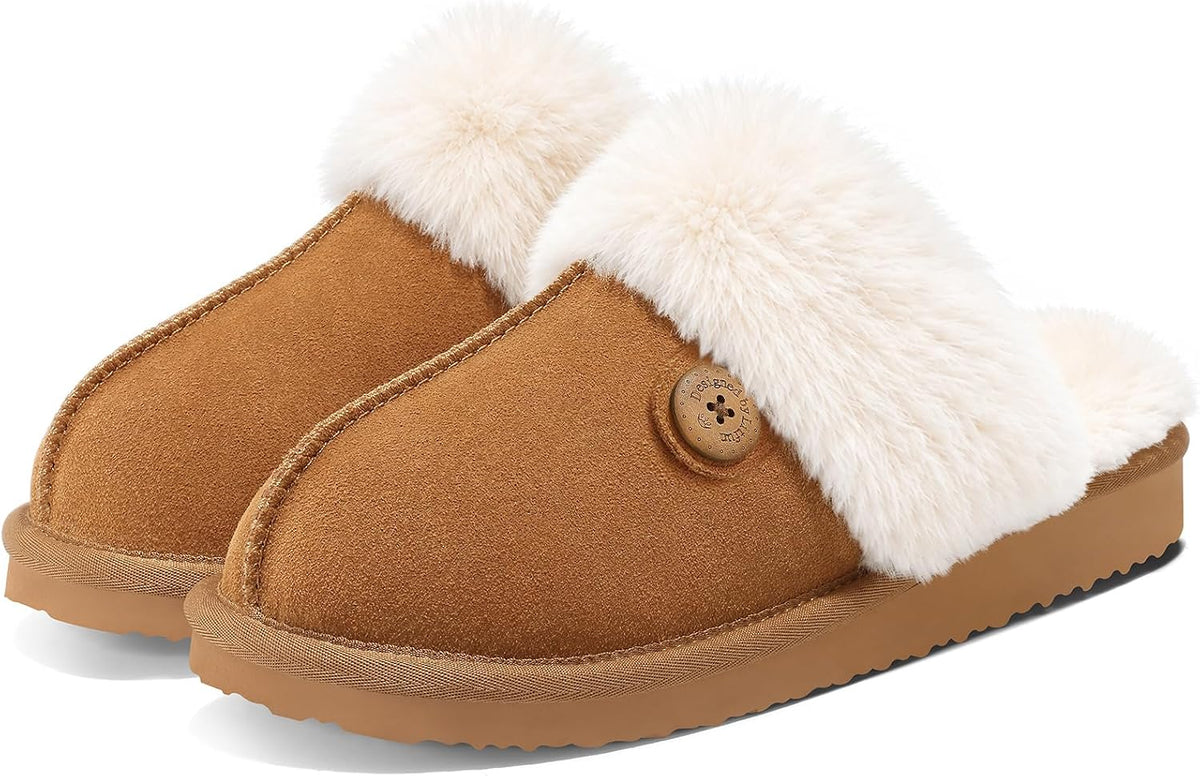 Litfun Fuzzy Slippers for Women Memory Foam Indoor House Shoes