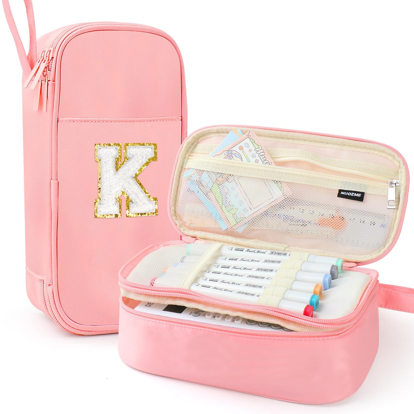 Cute Large Pencil Case Pouch,Personalized Initial Pencil Bag for Girls Boy