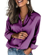 Zeagoo Satin Blouses for Women Silk Button Down Shirts Long Sleeve Tops