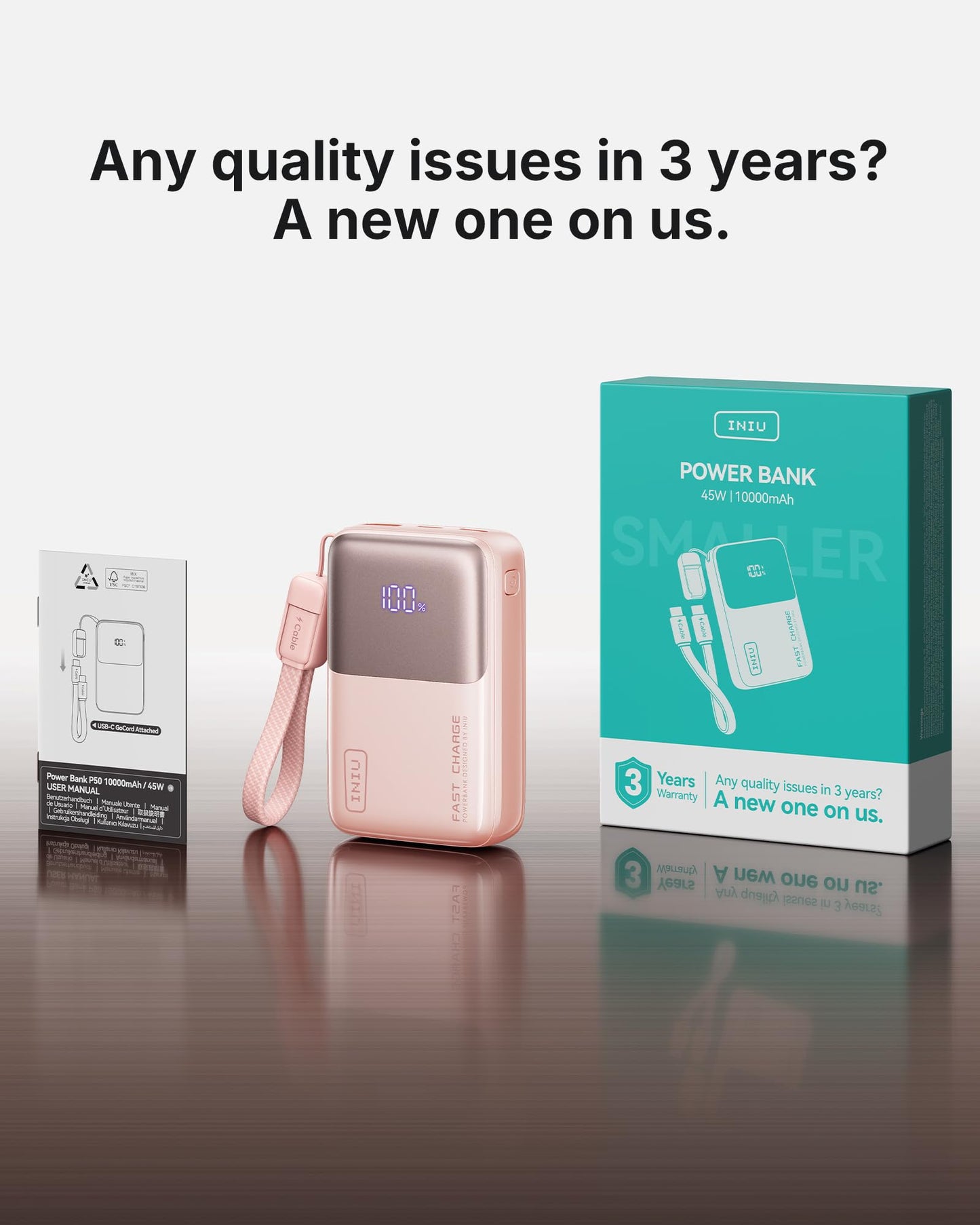 INIU Portable Charger, Ultra Mini 10000mAh 45W Fast Charging Power Bank