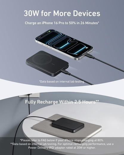 Anker MagGo Power Bank, 10,000mAh Qi2-Certified 15W Portable Charger