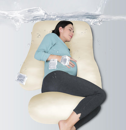 MOON PARK Pregnancy Pillows for Sleeping - U Shaped Full Body Maternity Pillow with Removable Cover - Support for Back, Legs, Belly, HIPS - 65 Inch - Aquamarine