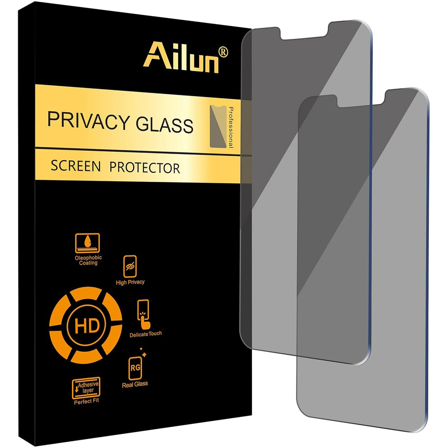 Ailun 3 Pack Privacy Screen Protector for iPhone 16 Pro Max, Tempered Glass