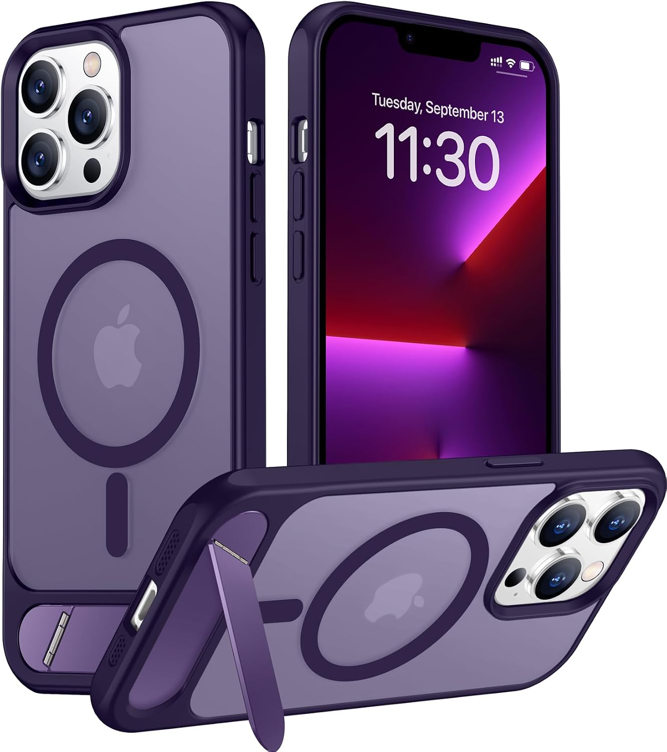 Magnetic Compatible with iPhone 14 Pro Max Case, [Built-in Invisible Kickstand][Compatible with MagSafe] [Military Grade Shockproof] Slim Translucent Matte Phone Case for iPhone 14 Pro Max 6.7"
