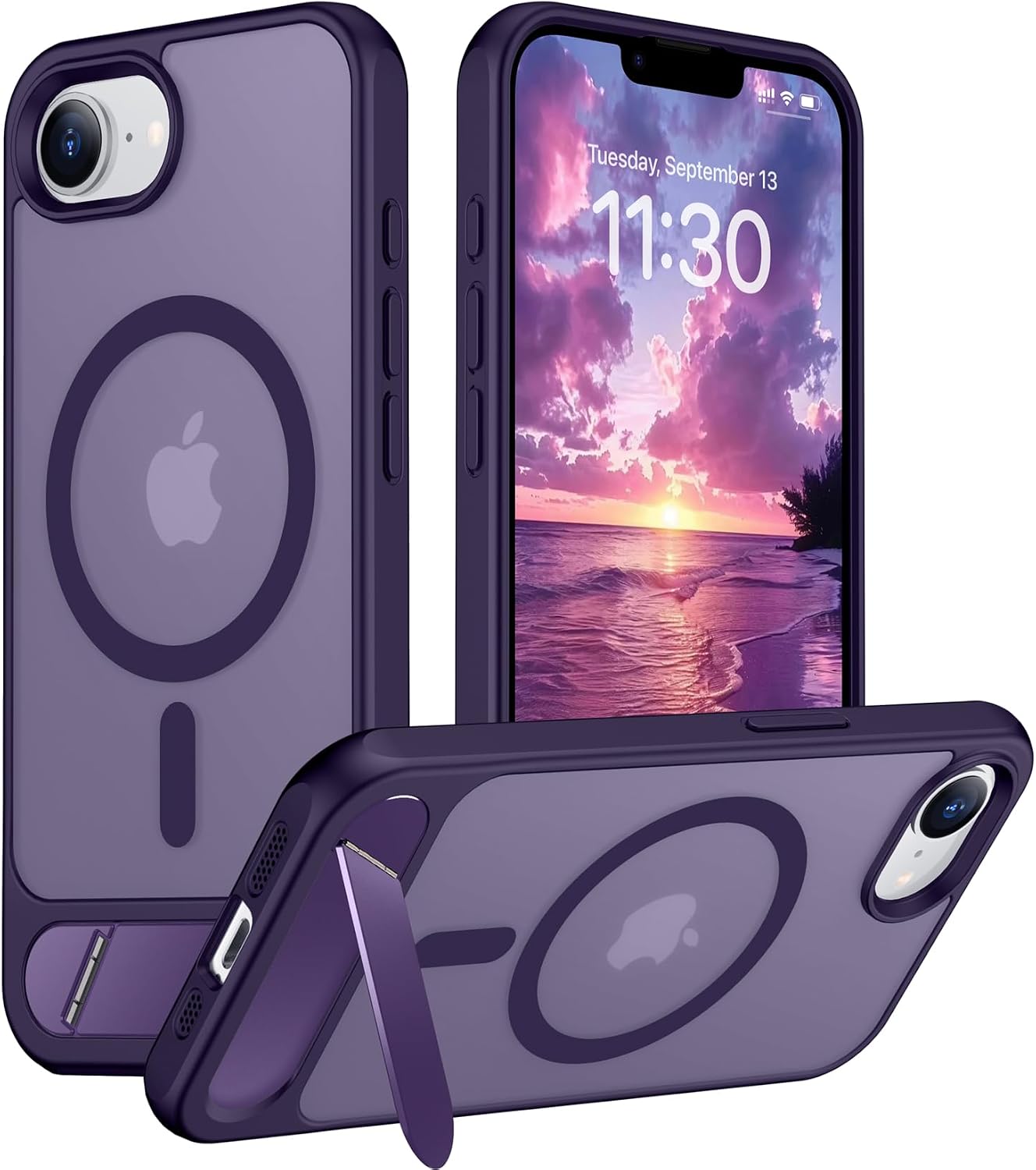 Magnetic Compatible with iPhone 14 Pro Max Case, [Built-in Invisible Kickstand][Compatible with MagSafe] [Military Grade Shockproof] Slim Translucent Matte Phone Case for iPhone 14 Pro Max 6.7"