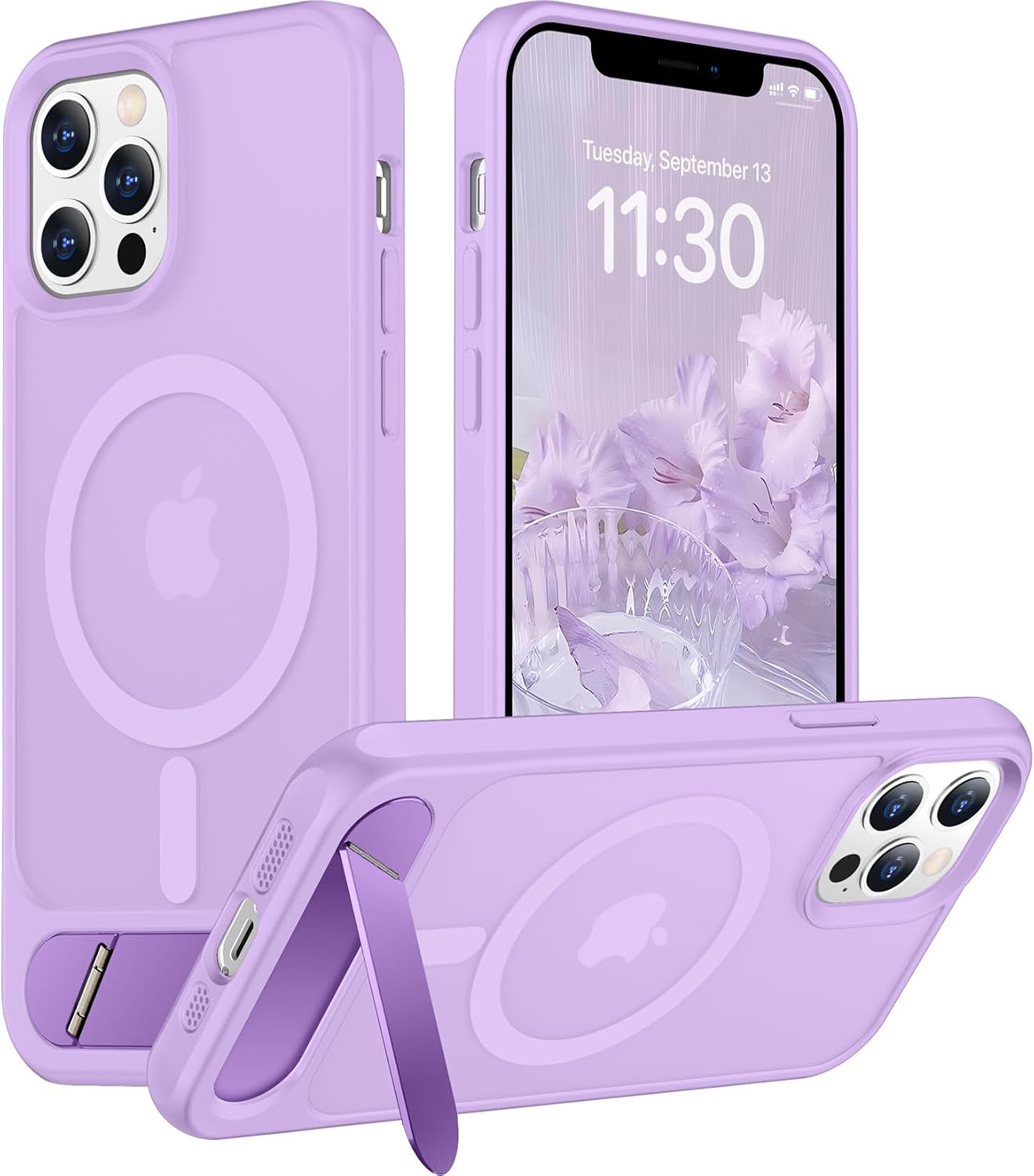 Magnetic Compatible with iPhone 14 Pro Max Case, [Built-in Invisible Kickstand][Compatible with MagSafe] [Military Grade Shockproof] Slim Translucent Matte Phone Case for iPhone 14 Pro Max 6.7"