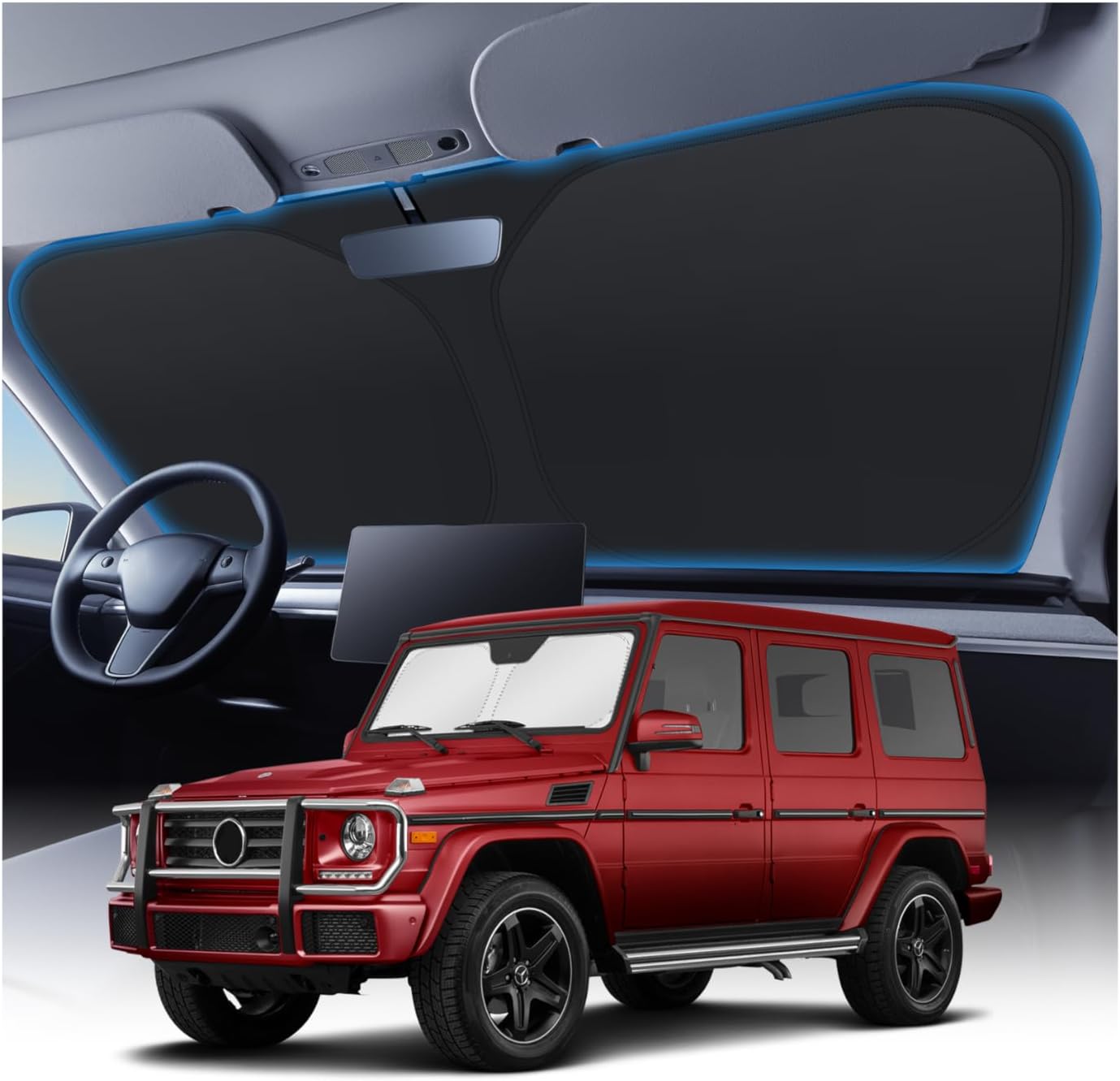 KUST Windshield Sun Shade for 2016 2017 2018 2019 2020 2021 2022 BMW X1 F48 Accessories Custom Fit Sunshade Foldable Window Sun Visor Protector Blocks UV Rays Keep Your Car Cooler