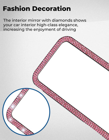 JOYTUTUS Rear View Mirror, Universal 12 Inch Panoramic Convex Rearview Interior Clip-on Wide Angle Mirror to Reduce Blind Spot Effectively for Car SUV Trucks - Blue