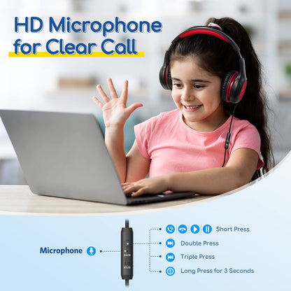 EarFun K1 Kids Headphones Wired with Mic, Volume Limit Headphones for Kids