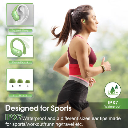 Wireless Earbuds 75H Bluetooth 5.4 Sport Headphones with Earhooks, Black