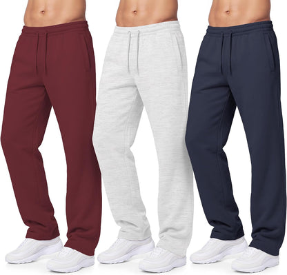 PURE CHAMP Sweatpants for Men 3 Pack Fleece Athletic Workout Joggers Mens Sweatpants with Zipper Pockets Size S-3XL