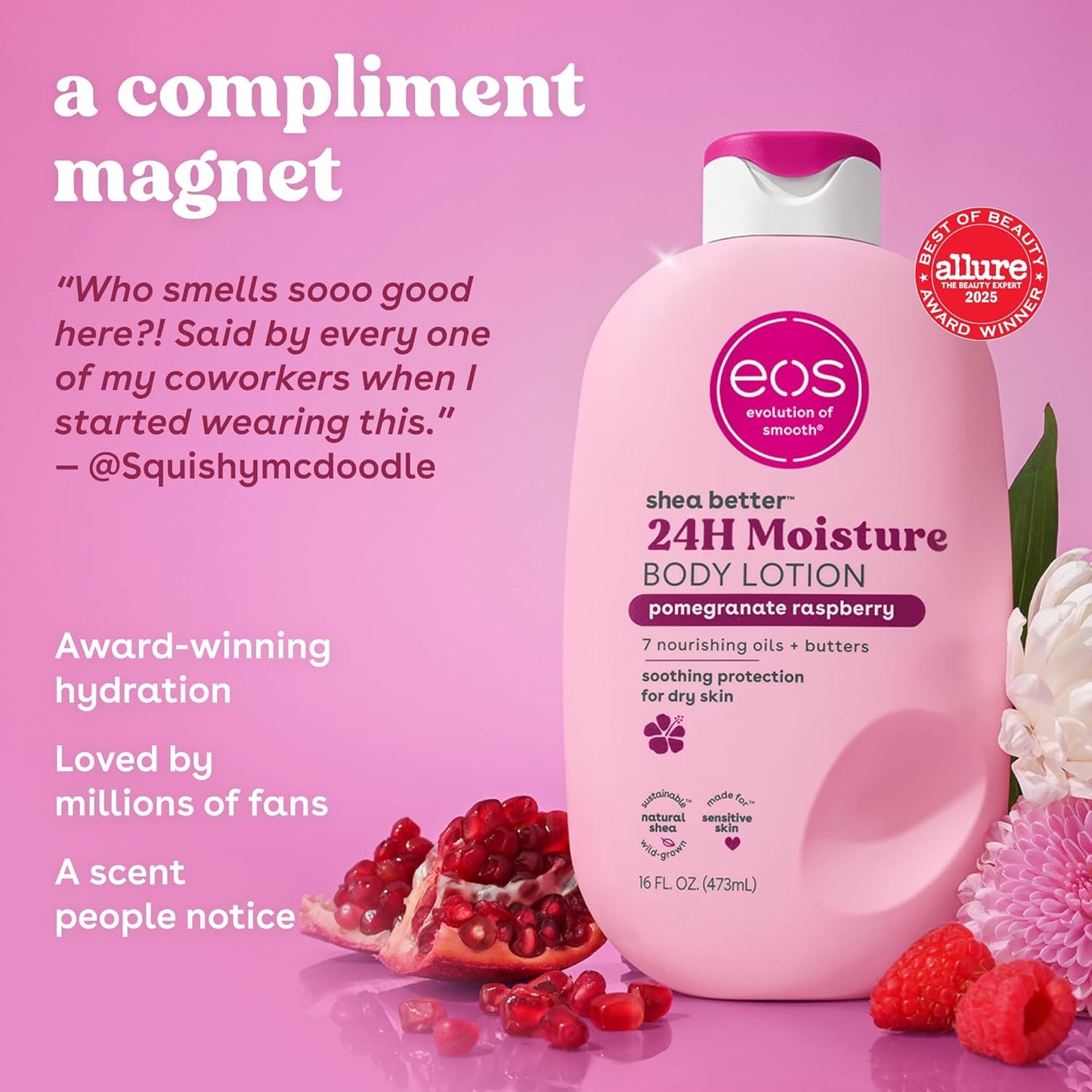 eos Shea Better 24H Moisture Body Lotion- Jasmine Peach, 16 fl oz