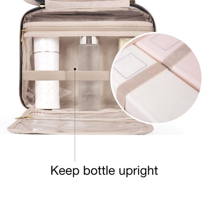 BAGSMART Large Toiletry Bag Travel Bag with Hanging Hook, Water-resistant Makeup Cosmetic Bag Travel Organizer for Accessories, Shampoo, Full Sized Container, Toiletries