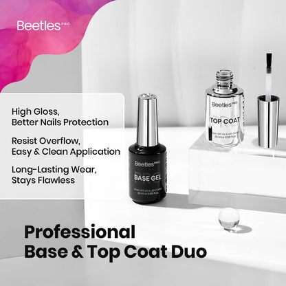 Beetles 2 Pcs 15ml No Wipe Gel Top Coat and Base Coat Set
