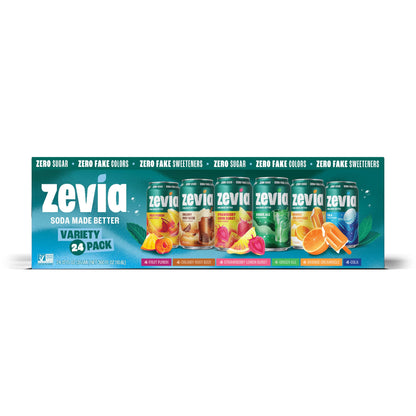 Zevia Zero Sugar Soda, Cola, 12 oz Cans (24-Pack) – Naturally Sweetened, Zero Calorie Sugar Free Soda - Non-GMO Project Verified, Gluten-Free, Vegan