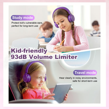 AILIHEN I35 Kids Headphones for School with Mic, 93dB Safe Volume, Orange