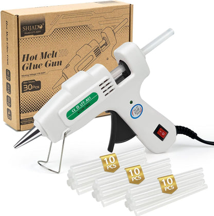 SHJADE Hot Glue Gun with 30 Glue Sticks, 20W Mini Hot Melt Gun Kit(White)