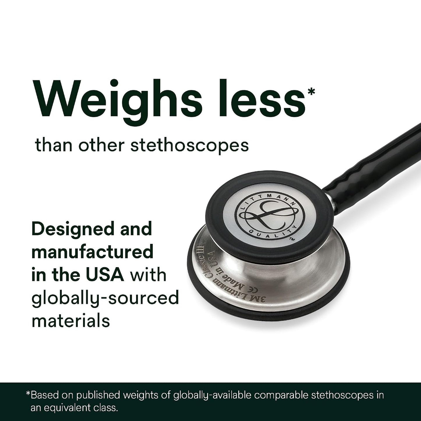 3M Littmann Classic III Monitoring Stethoscope, 5803, More Than 2X as Loud, Weighs Less, Stainless Steel Black-Finish Chestpiece, 27" Black Tube, Stem and Headset
