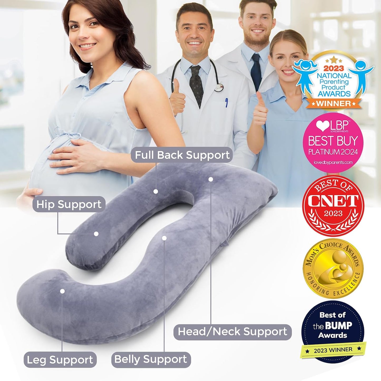 Momcozy Pregnancy Pillow for Sleeping - U Shaped Full Body Maternity Pillow