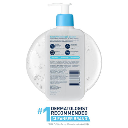 CeraVe Renewing Salicylic Acid Cleanser, BHA Exfoliating Face Wash, 16oz