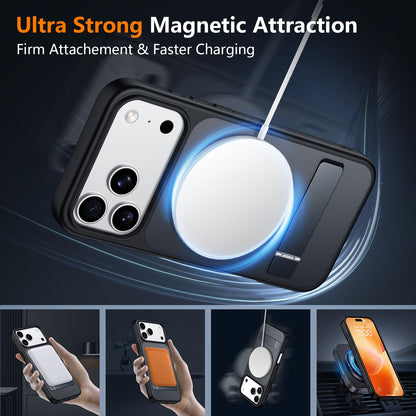 SPIDERCASE Magnetic for iPhone 17 Pro Max Case,with Kickstand,Clear