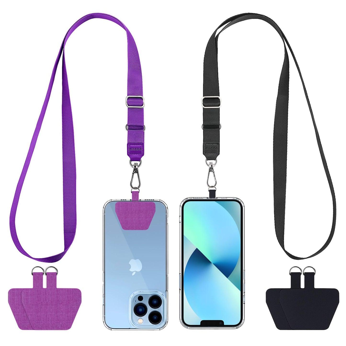 CACOE Phone Lanyard, Black+Dark Blue, 2 Pcs