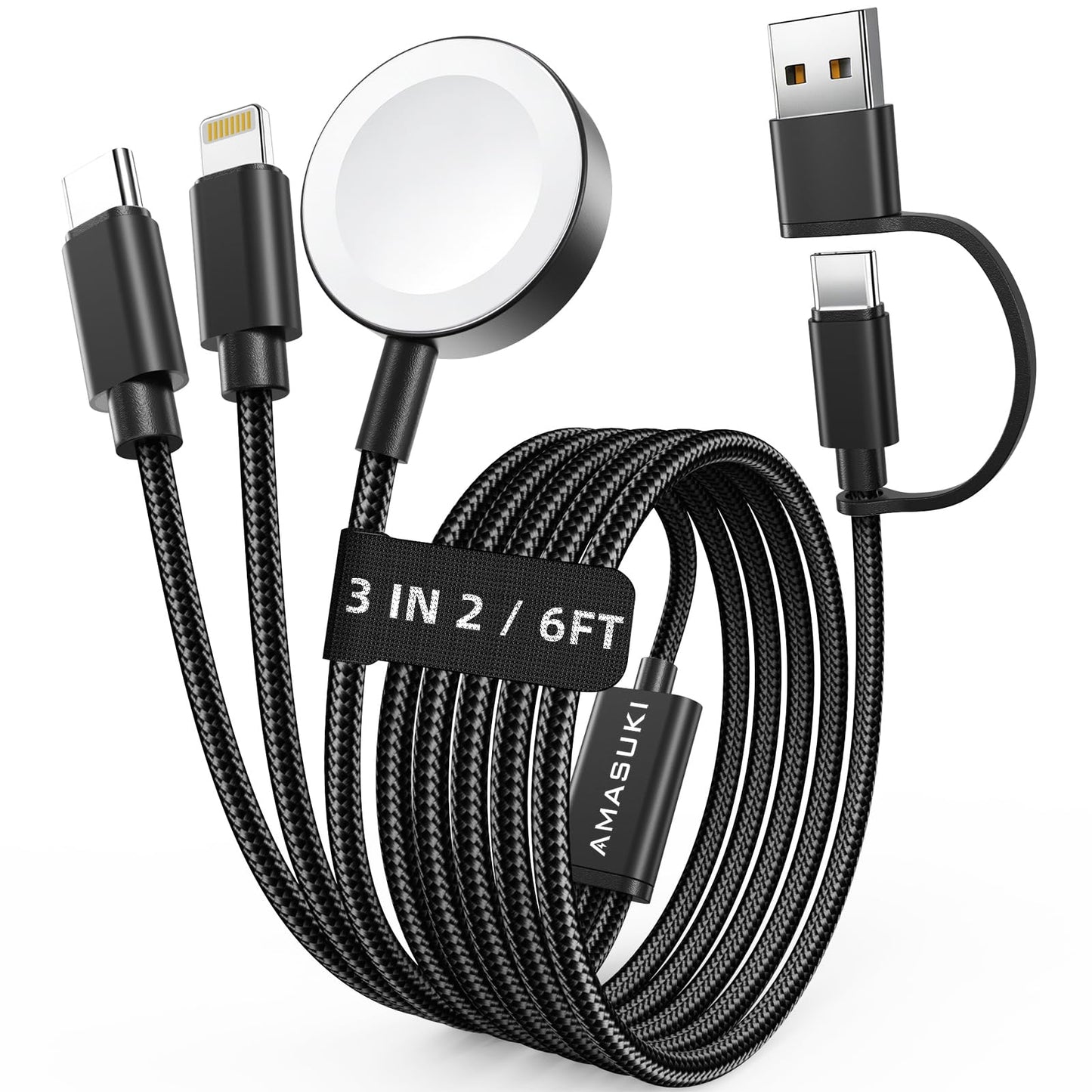 2026 Travel Essentials for Apple Watch Charger,Cruise Vacation Camping Essentials,iPhone Charger,Multi Charging Cable,3 in 2 Charging Docks for iWatch Series 11-2/Ultra,iPhone 17-12,Car