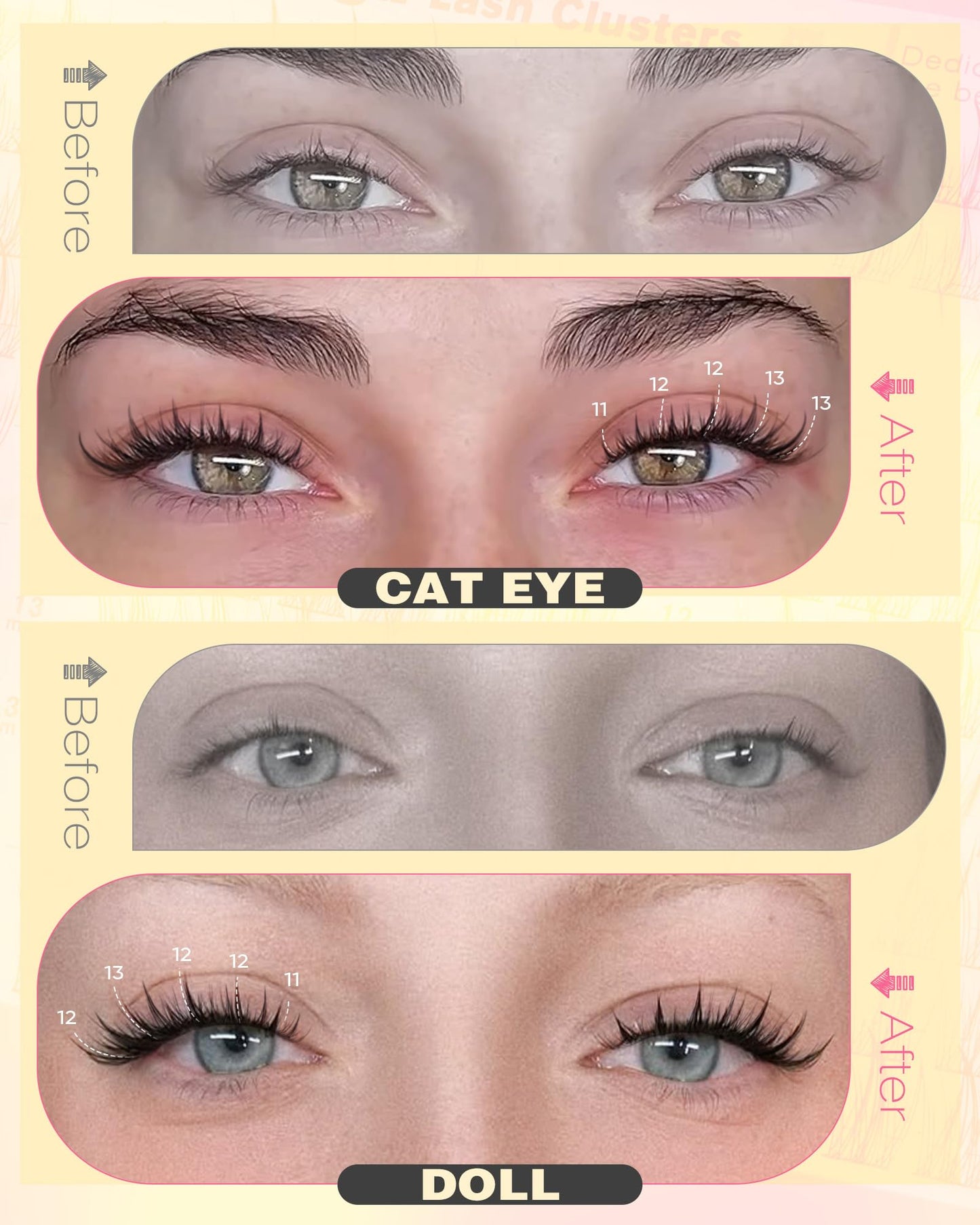 Goddvenus Brown Wispy Eye Lash Clusters Kit Natural Cluster Eyelash Extensions Kit False Eyelash Clusters Fluffy DIY Individual Lash Extensions Kit C Curl