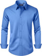 Alimens & Gentle Men's Dress Shirt Regular Fit Stretch Stain Shield Long Sleeve Solid Business Wedding Button Down Shirts