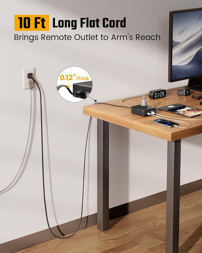 SUPERDANNY Extension Cord,Flat Plug Surge Protector Power Strip,6Ft
