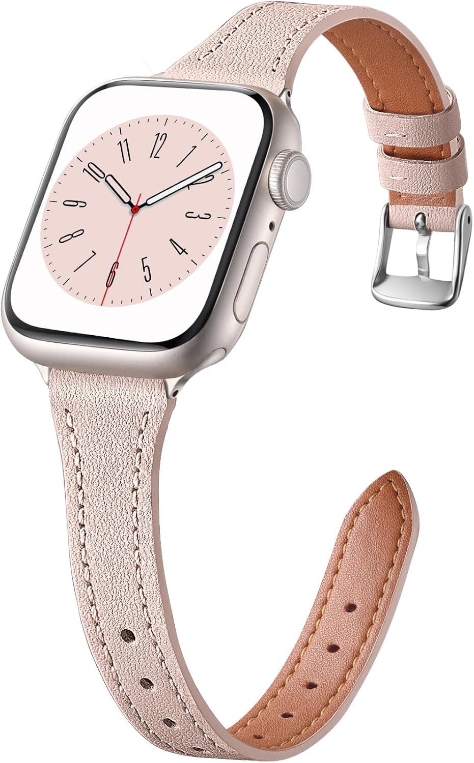 Charlam Slim Leather Band Compatible with Apple Watch Bands for Women 40mm 38mm 41mm 42mm 44mm 45mm 46mm, Top Grain Genuine Leather Strap Thin Wristband for iWatch Series 11 10 SE 9 8 7 6 5 4 3 2 1