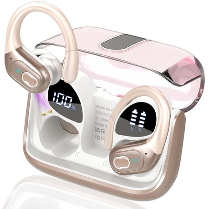 Wireless Earbuds 75H Bluetooth 5.4 Sport Headphones with Earhooks, Black