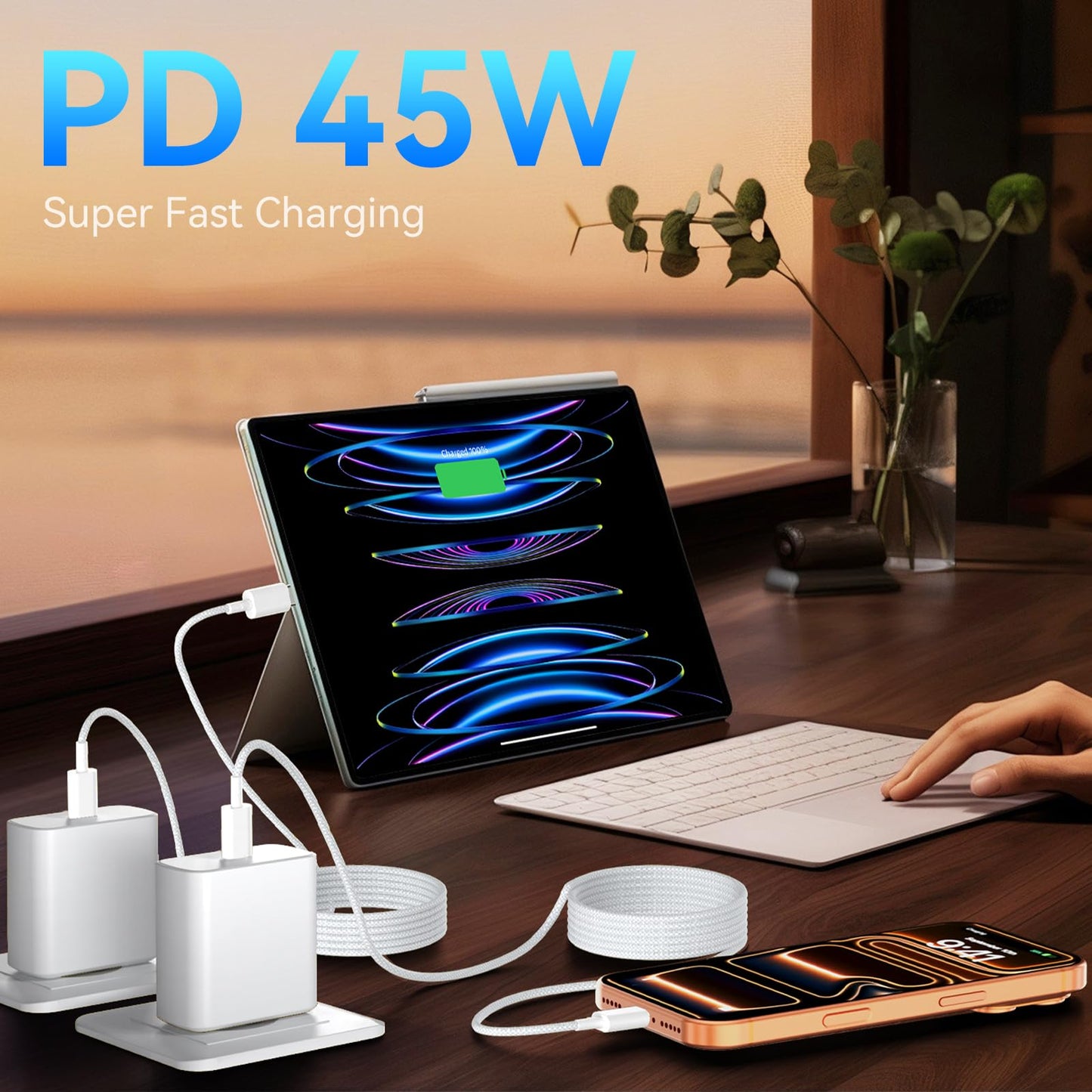 Phone 17 16 Pro Max Charger Fast Charging, 45W Super Fast USB C Charger Block with 10FT Long Charging Cord Cable for 17 16 Pro Max/17 16/16 Plus,15 Pro Max/15 Pro/15, Android Phone-Black
