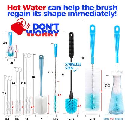 Holikme Bottle Brush Tube Cleaning Lab Set with Long Handle,White