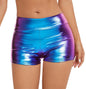 Women's Metallic Rave Booty Shorts Shiny High Waisted Bottoms for Dance Festival