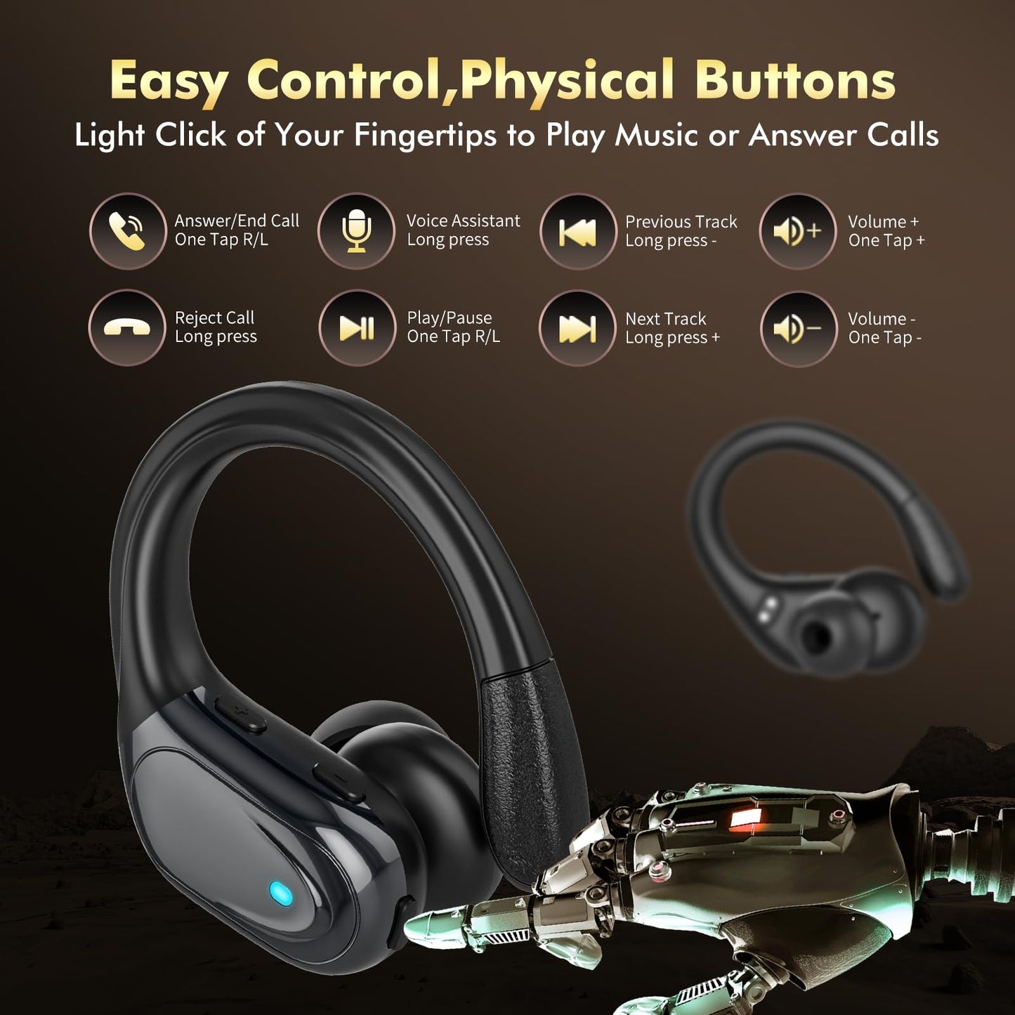 HAOYUYAN Wireless Earbuds, Sports Bluetooth Headphones, 80Hrs Playtime Ear Buds with LED Power Display, Noise Canceling Headset, IPX7 Waterproof Earphones for Workout/Running (Purple)