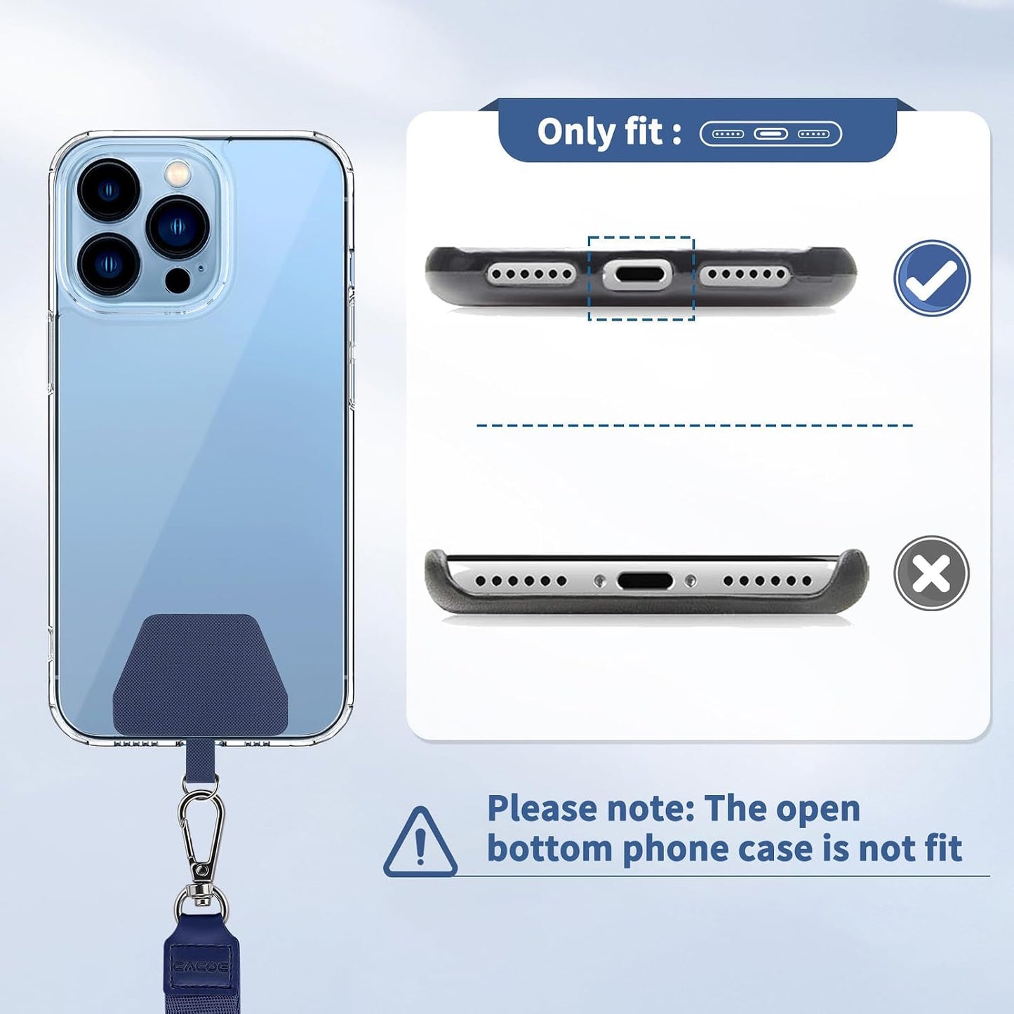 CACOE Phone Lanyard, Black+Dark Blue, 2 Pcs