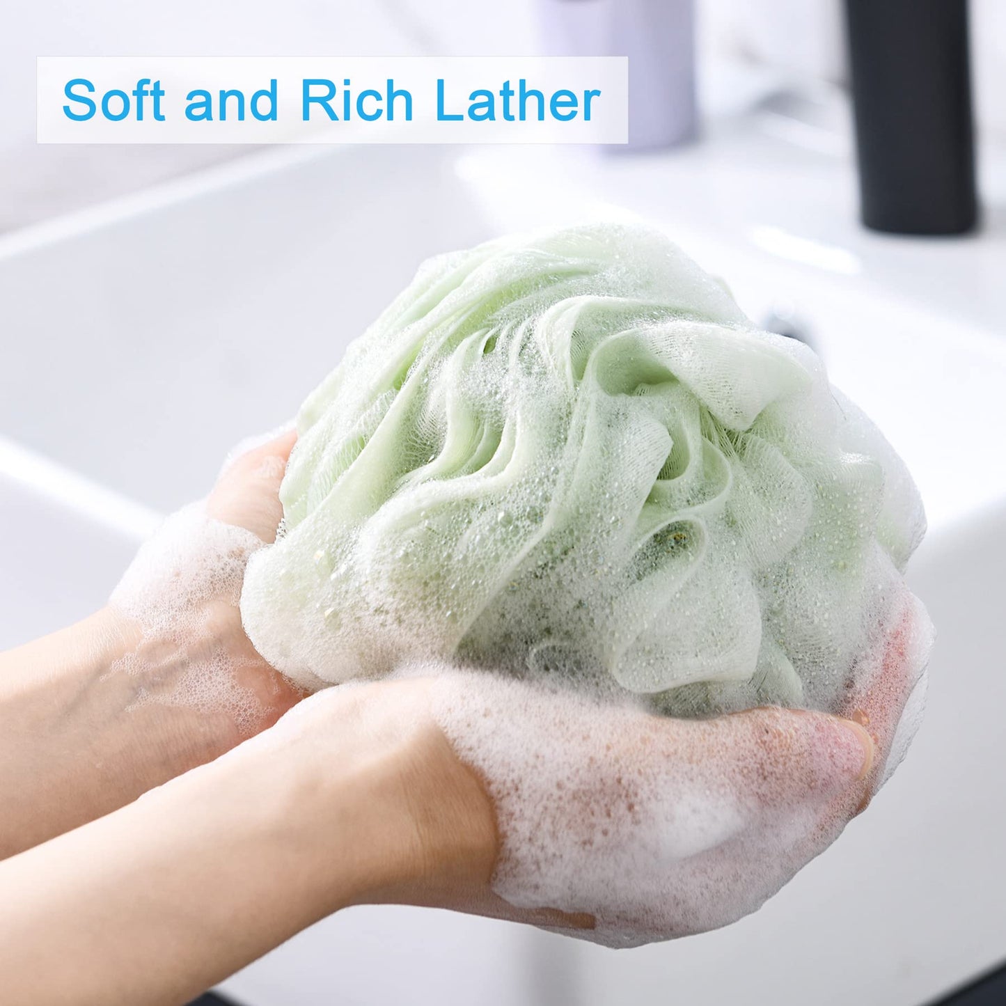 AmazerBath Loofah Sponge 75g/Piece, Loofah for Men Body Scrubber - Bath Sponge Loofa Set of 4 Black (Large)
