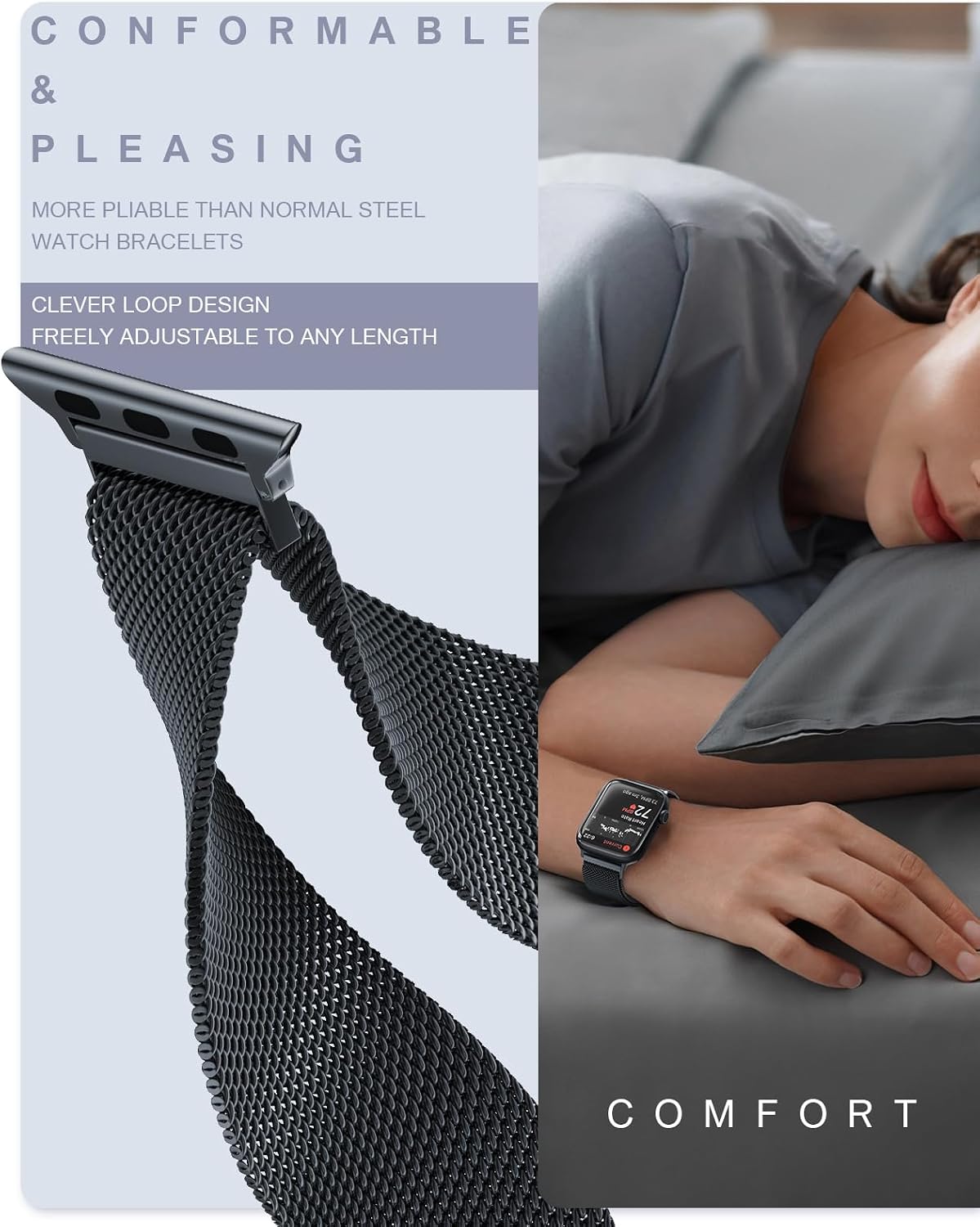 Original Milanese Loop Compatible with Apple Watch Bands for Women & Men