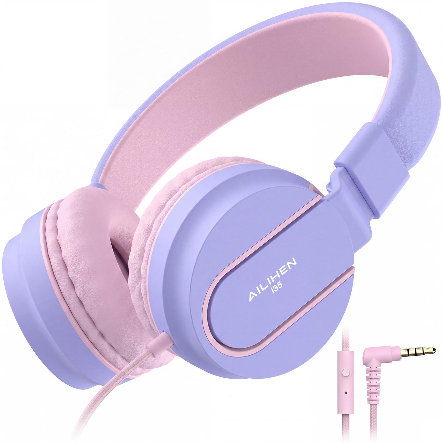 AILIHEN I35 Kids Headphones for School with Mic, 93dB Safe Volume, Orange