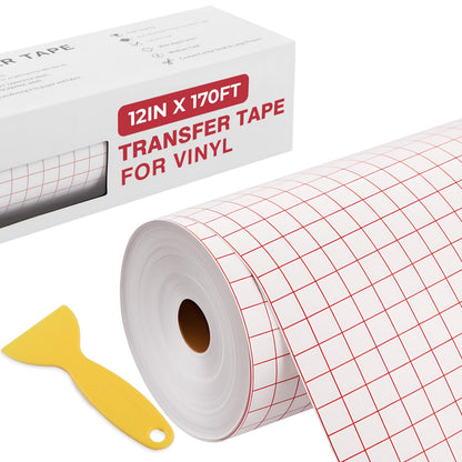 YRYM HT Transfer Tape for Vinyl, 12" x 50 FT, Medium Tack, Red
