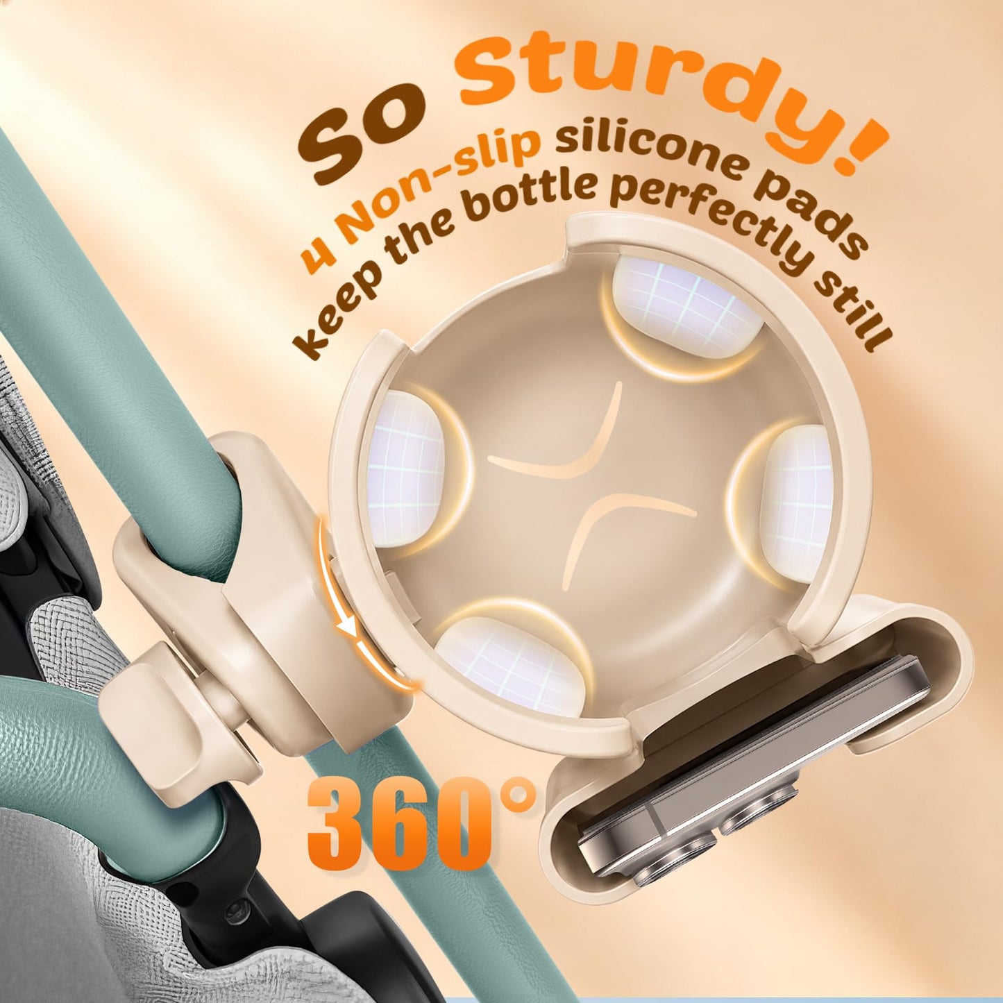 2 Pack Cup Holder for Walker: Stroller Cup Holder with Phone Holder Black