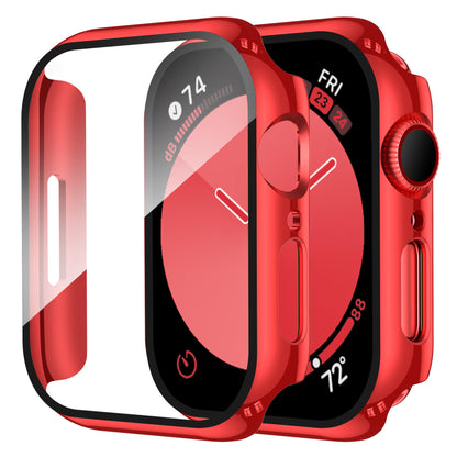 Smiling 2 Pack Case Compatible with Apple Watch SE 3 (2025)/ SE 2/ SE/Series 6/5/4 40mm with Tempered Glass Screen Protector, Hard PC Case Overall Protective Cover- 1 Blue+ 1 Transparent