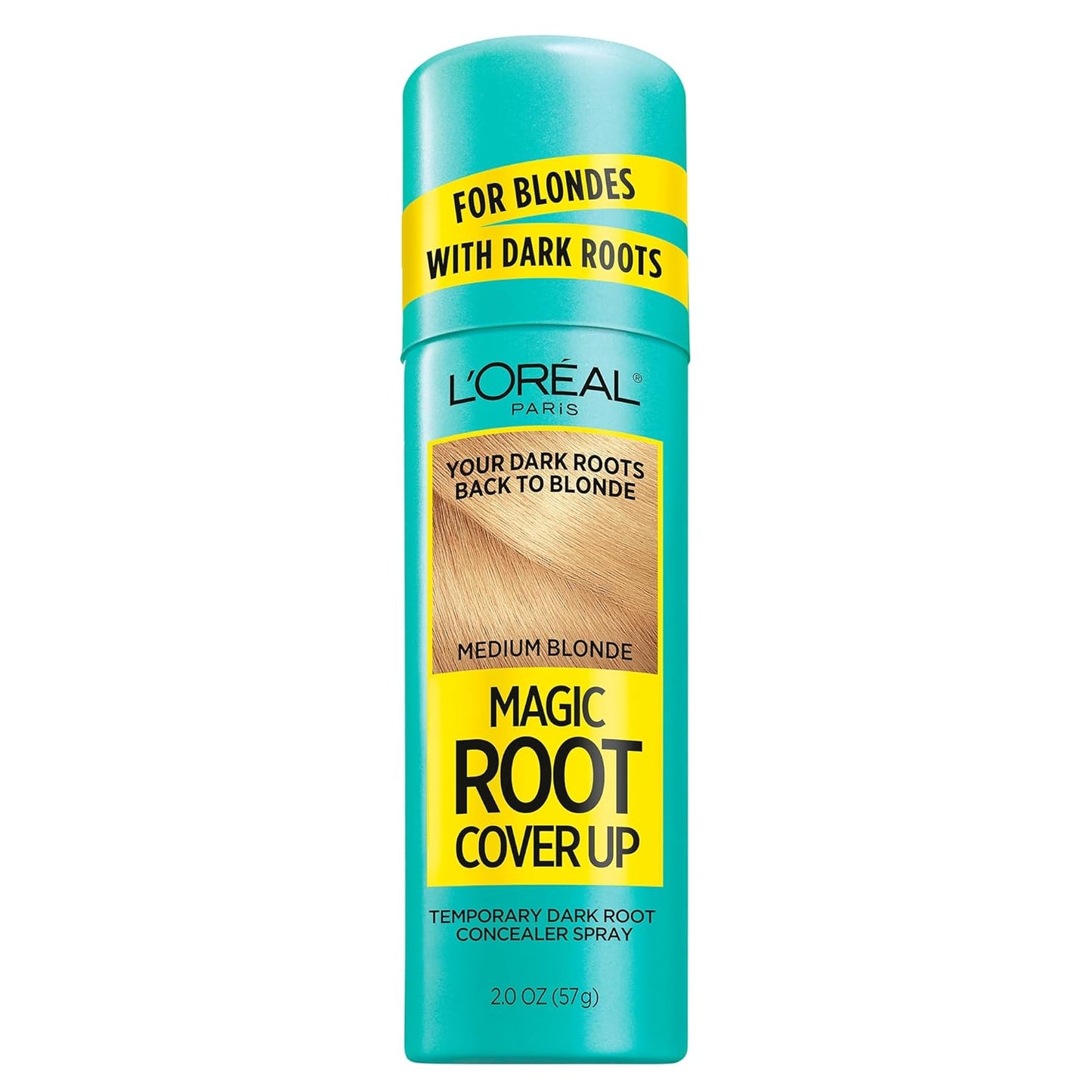L'Oreal Paris Magic Root Cover Up Gray Hair Spray, 100% Gray Hair Coverage with Buildable, Lightweight, Transfer-Resistant, and Temporary Formula, Ammonia-Free, Dark Blonde, 2 oz (1 Count)