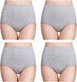 wirarpa Women's Cotton Underwear High Waisted Ladies Panties Full Coverage Briefs 4 Pack (Regular & Plus Size)
