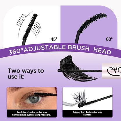 GAQQI Lash Cluster Glue, Waterproof Bond and Seal Lash Glue, Black - 2PCS