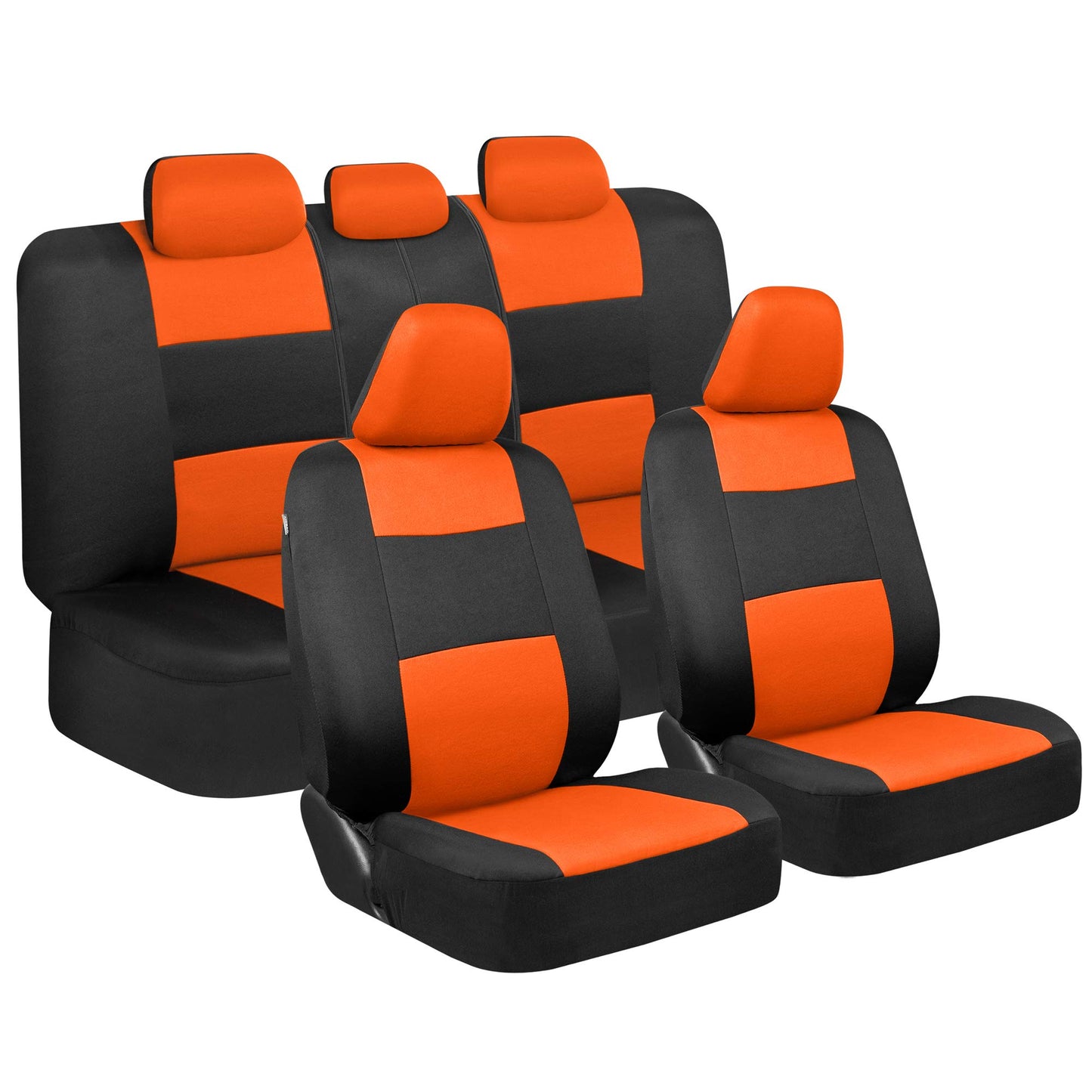 BDK PolyPro Car Seat Covers Full Set in Solid Black, Front and Rear Split Bench Seat Covers for Cars, Easy to Install Car Seats Cover Set and Accessories for Auto Trucks Van SUV - Solid Black