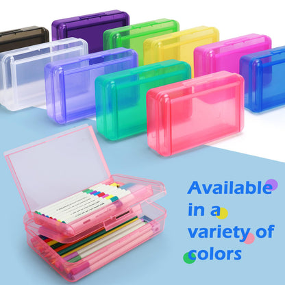 Double Layer Plastic Clear Hard Colored Pencil Box Case Pen Crayon Box